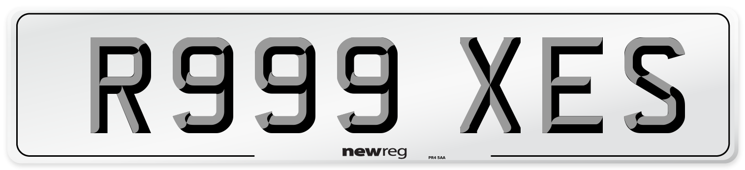 R999 XES Number Plate from New Reg